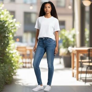 Express Jeans Womens Size 6R Skinny Leg Classic Stretch Whiskered Dark Wash